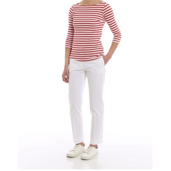 Piazza Sempione Kim White Cotton Tailored Trousers Size 10 US / IT 46 - Picture 1 of 9